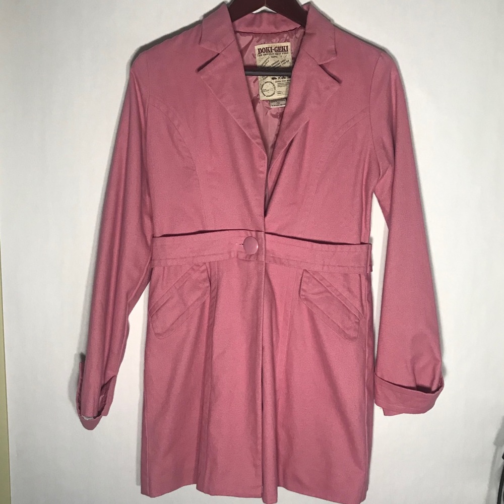 Blush Pink Midi Pea Coat Nordstrom Doki Geki, Sz S
